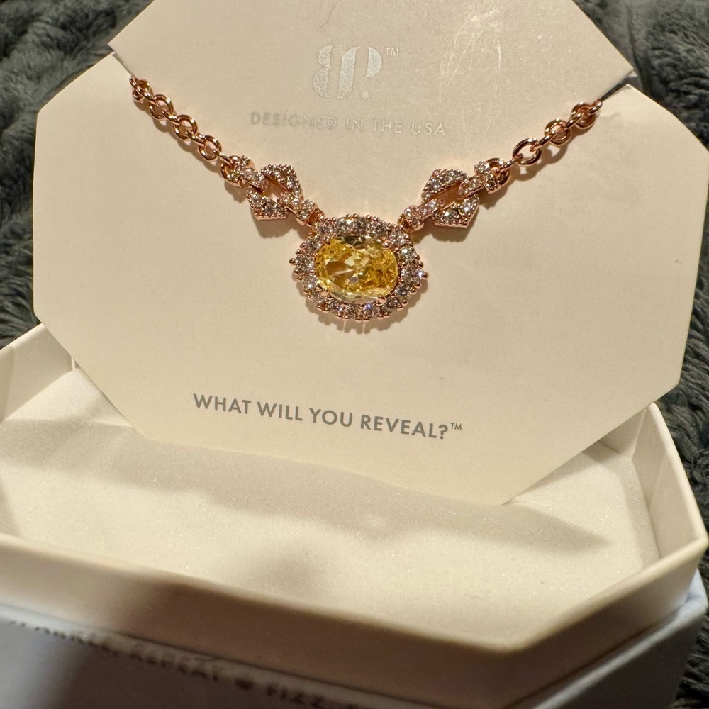 BP Crystal Halo Yellow Pendant Necklace